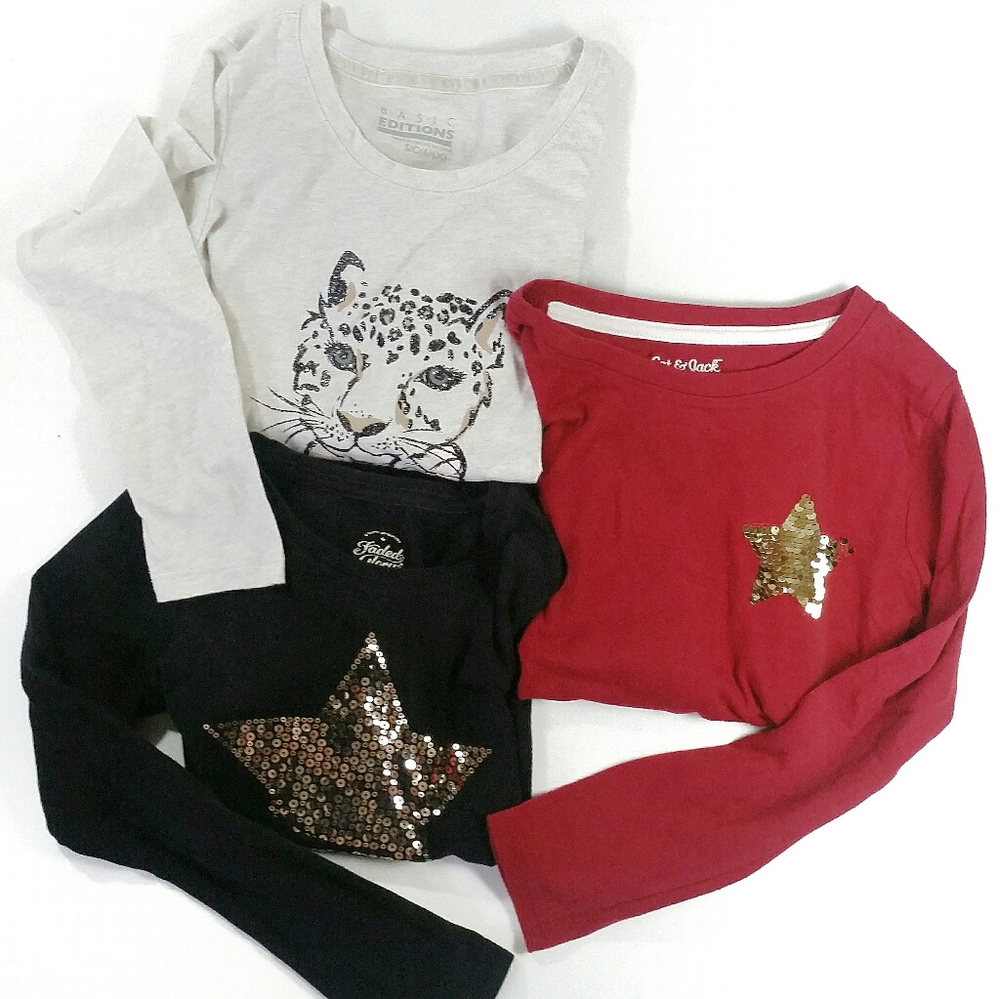 Lot of 3 Girl's Long Sleeve Tees 6/6X